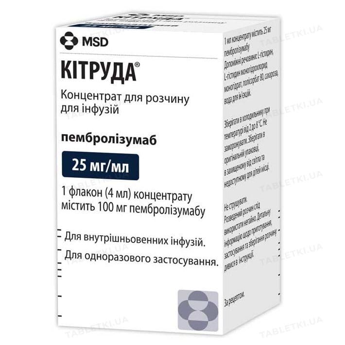 Кітруда концентрат для р-ну д/інф. 25 мг/мл по 4 мл у флак.